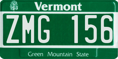 VT license plate ZMG156