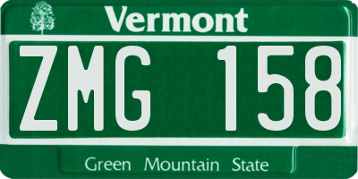 VT license plate ZMG158