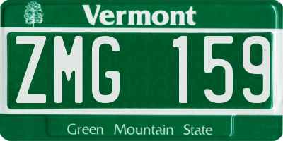 VT license plate ZMG159