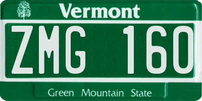 VT license plate ZMG160