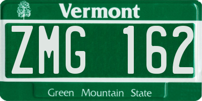 VT license plate ZMG162
