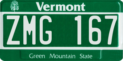 VT license plate ZMG167