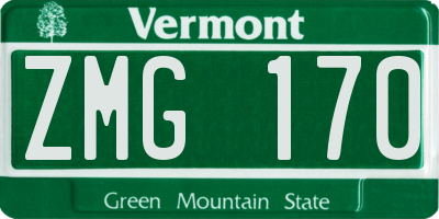 VT license plate ZMG170