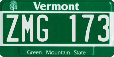 VT license plate ZMG173