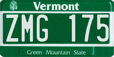 VT license plate ZMG175