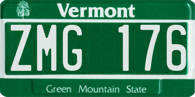 VT license plate ZMG176