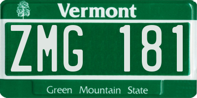 VT license plate ZMG181