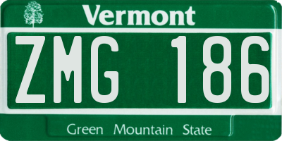 VT license plate ZMG186