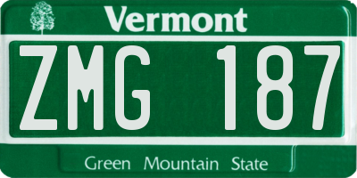 VT license plate ZMG187