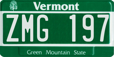 VT license plate ZMG197