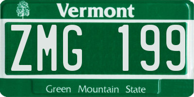 VT license plate ZMG199