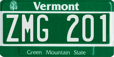 VT license plate ZMG201