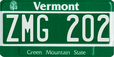 VT license plate ZMG202