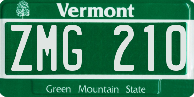 VT license plate ZMG210