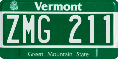 VT license plate ZMG211