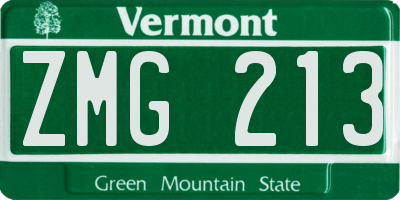 VT license plate ZMG213