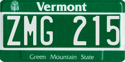 VT license plate ZMG215