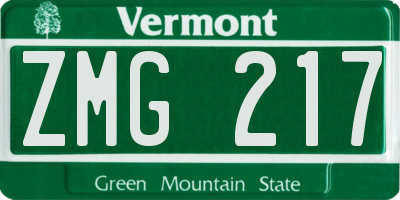 VT license plate ZMG217