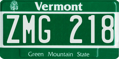 VT license plate ZMG218