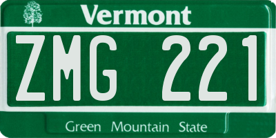 VT license plate ZMG221