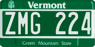 VT license plate ZMG224