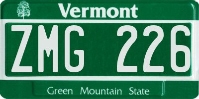 VT license plate ZMG226