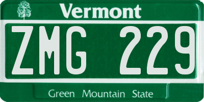 VT license plate ZMG229