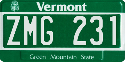 VT license plate ZMG231