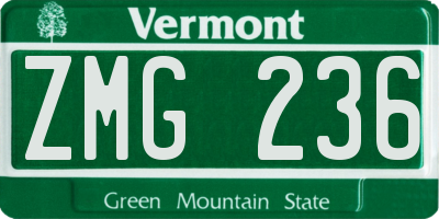 VT license plate ZMG236
