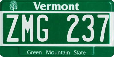 VT license plate ZMG237