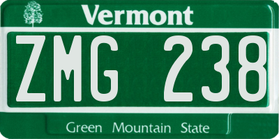VT license plate ZMG238