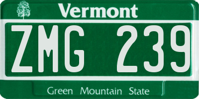 VT license plate ZMG239