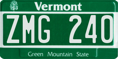 VT license plate ZMG240
