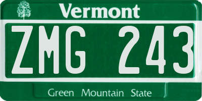 VT license plate ZMG243