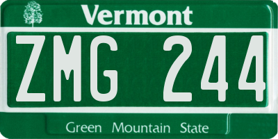 VT license plate ZMG244