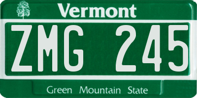 VT license plate ZMG245