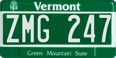 VT license plate ZMG247