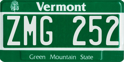 VT license plate ZMG252