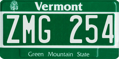 VT license plate ZMG254