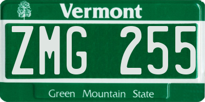VT license plate ZMG255