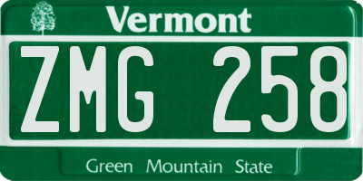 VT license plate ZMG258