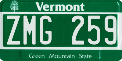 VT license plate ZMG259