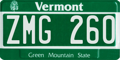 VT license plate ZMG260