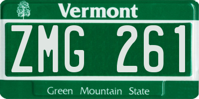 VT license plate ZMG261