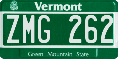 VT license plate ZMG262
