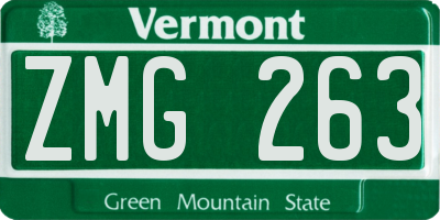 VT license plate ZMG263