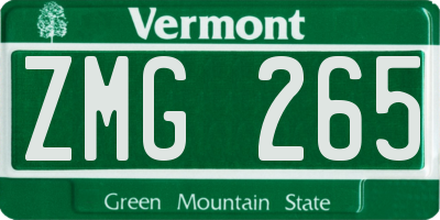 VT license plate ZMG265