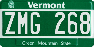 VT license plate ZMG268