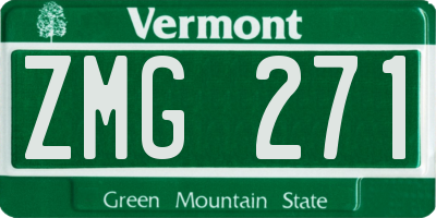 VT license plate ZMG271