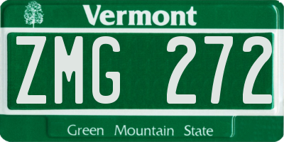 VT license plate ZMG272